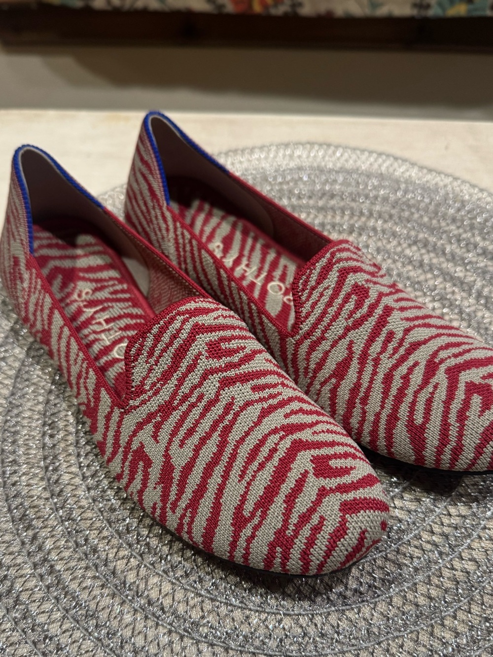 Women's ROTHY’S  The Loafer Red Zebra Slip On Shoes Size 7.5. Clean!
